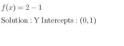 The f(x)=2-1 is Y Intercepts: (0,1)